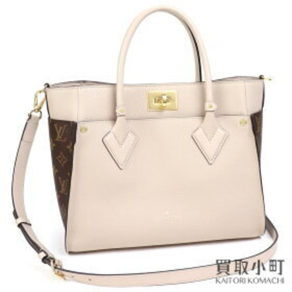 Louis Vuitton On My Side Greige Monogram Shoulder Tote Handbag LV BAG